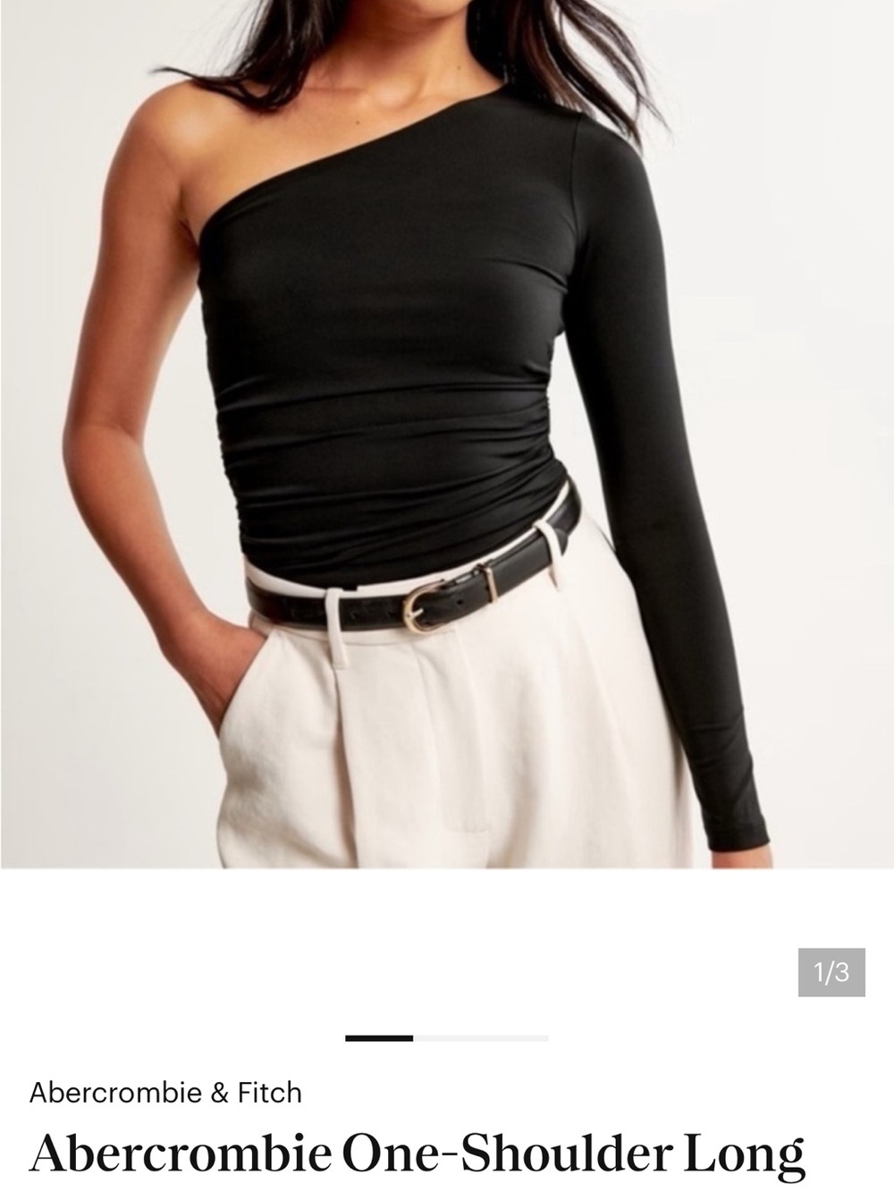 Abercrombie & Fitch Black One-Shoulder Long Sleeve Top